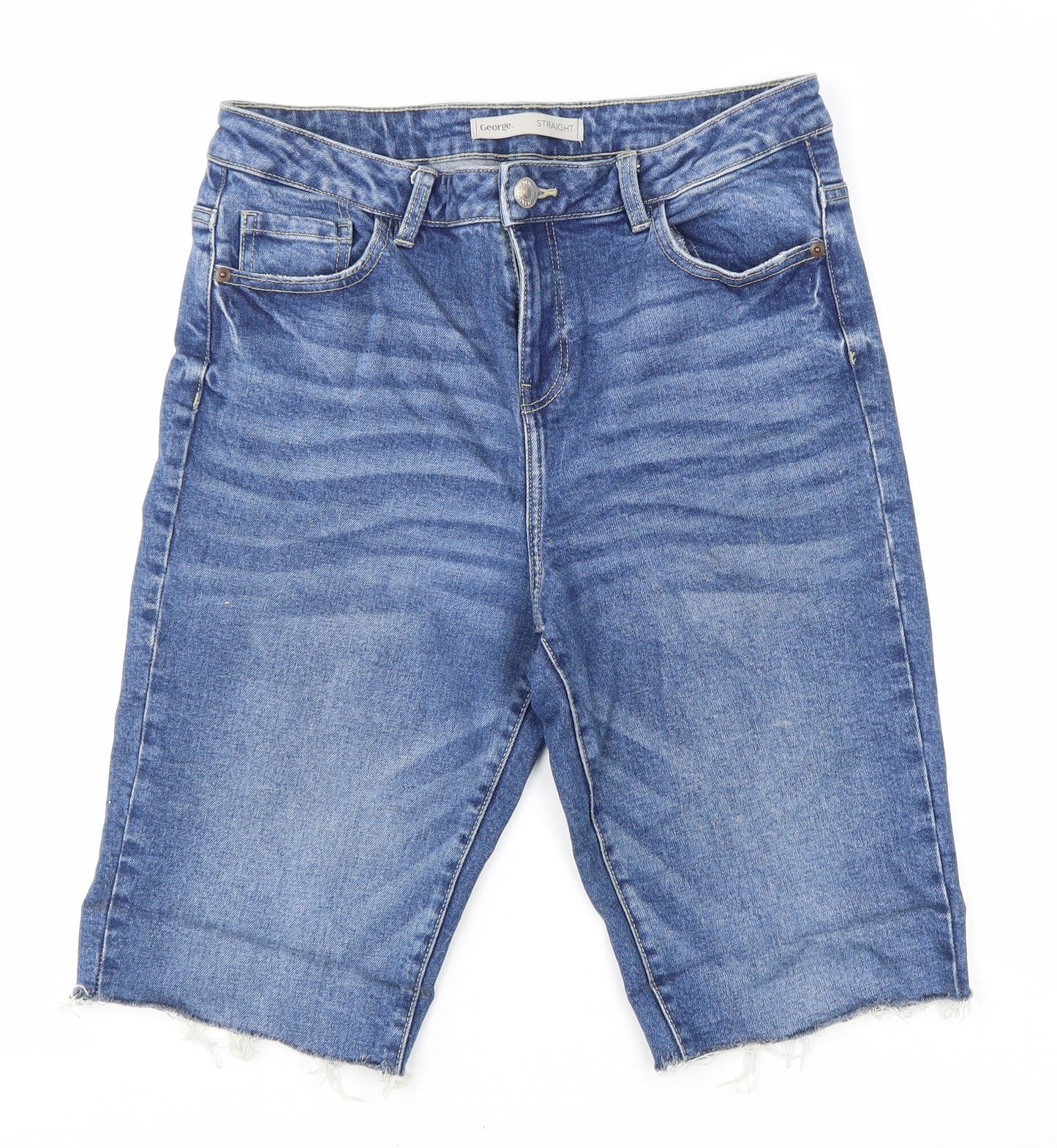 George Womens Blue Cotton Skimmer Shorts Size 14 L15 in Regular Zip