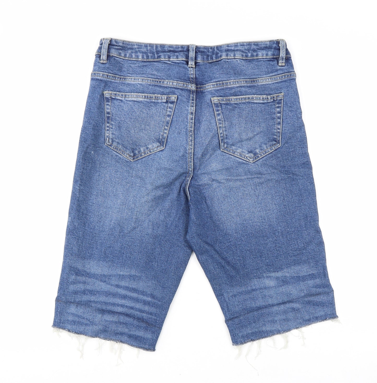 George Womens Blue Cotton Skimmer Shorts Size 14 L15 in Regular Zip