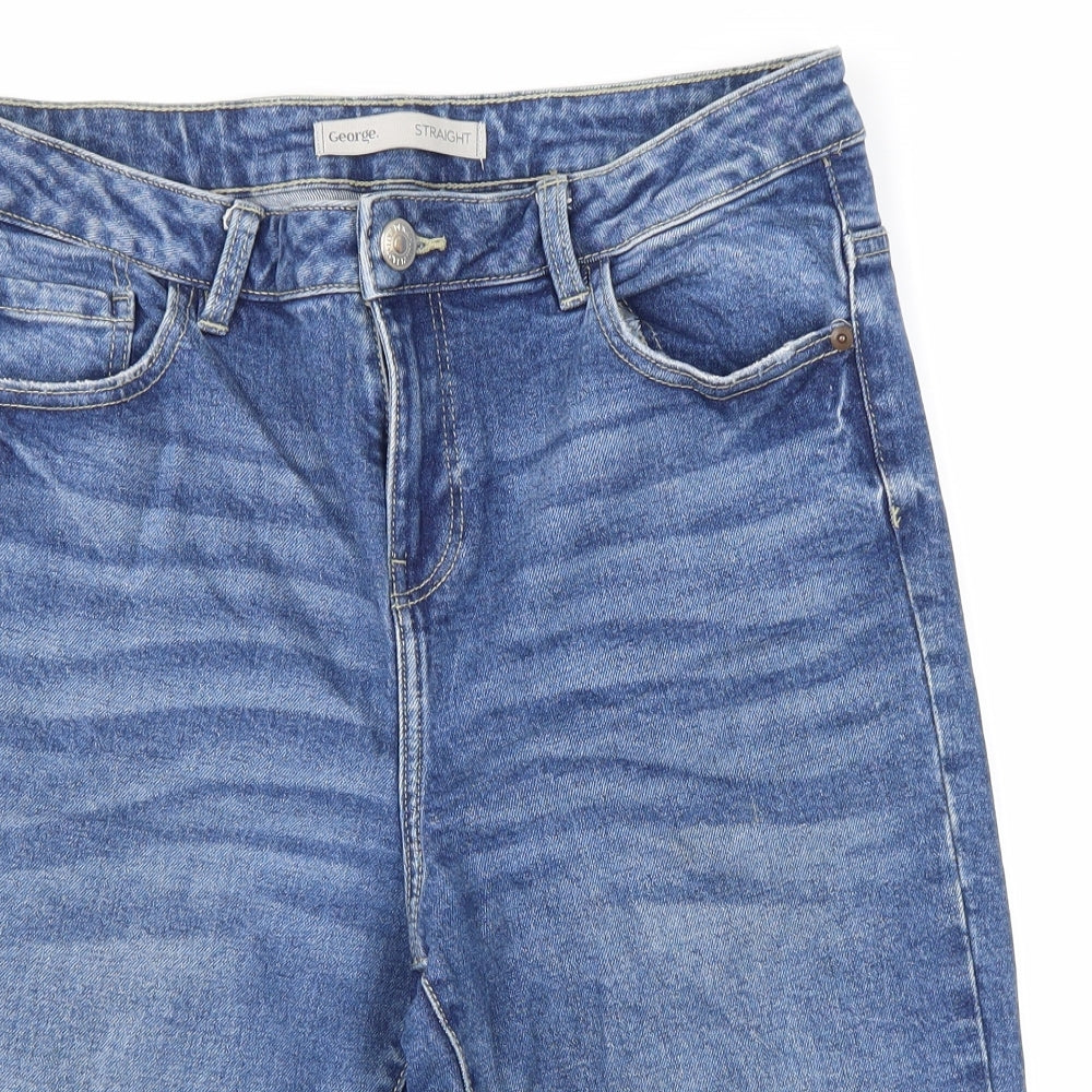 George Womens Blue Cotton Skimmer Shorts Size 14 L15 in Regular Zip