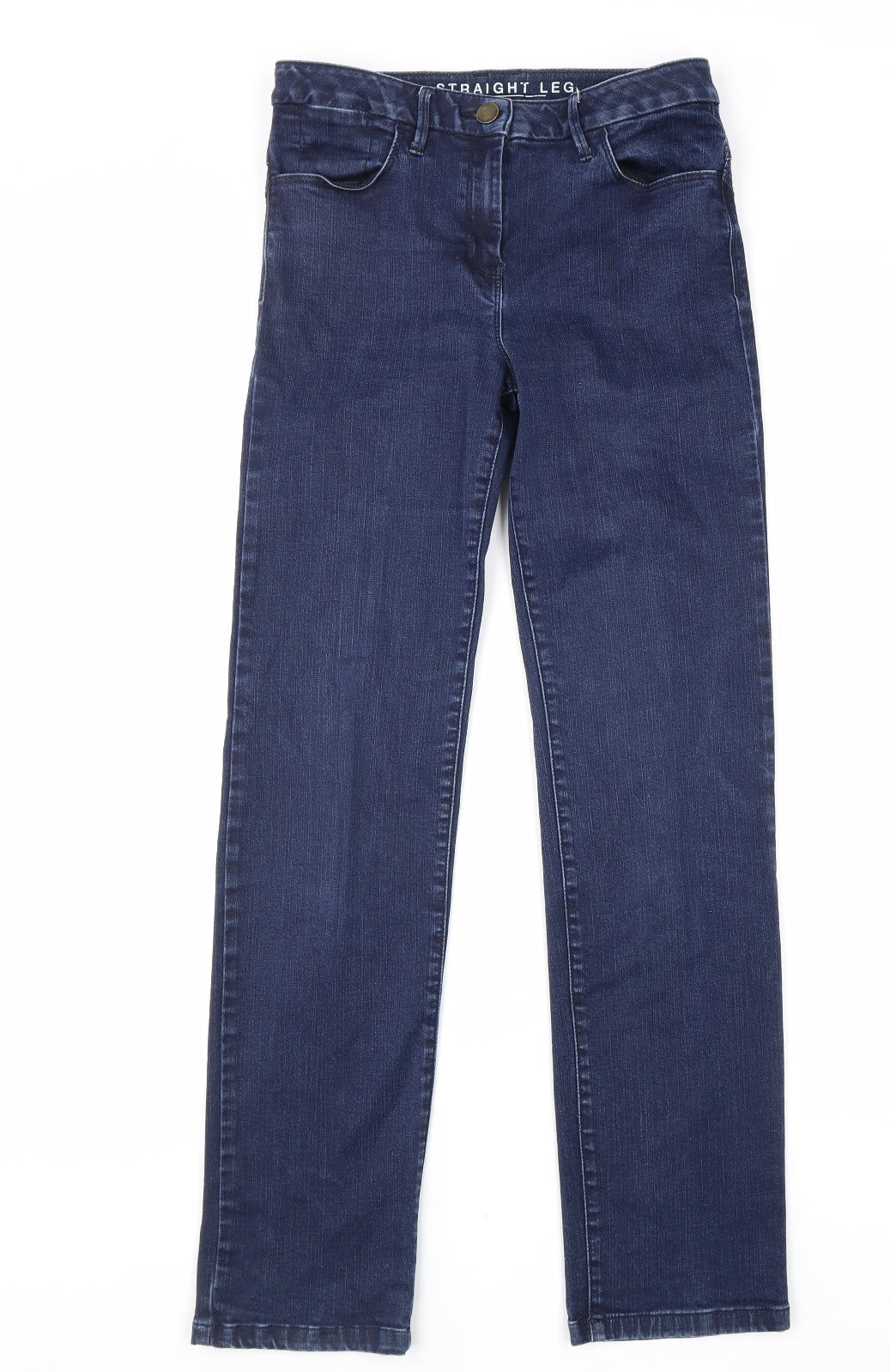 Marks and Spencer Womens Blue Cotton Straight Jeans Size 10 L30 in Regular Zip