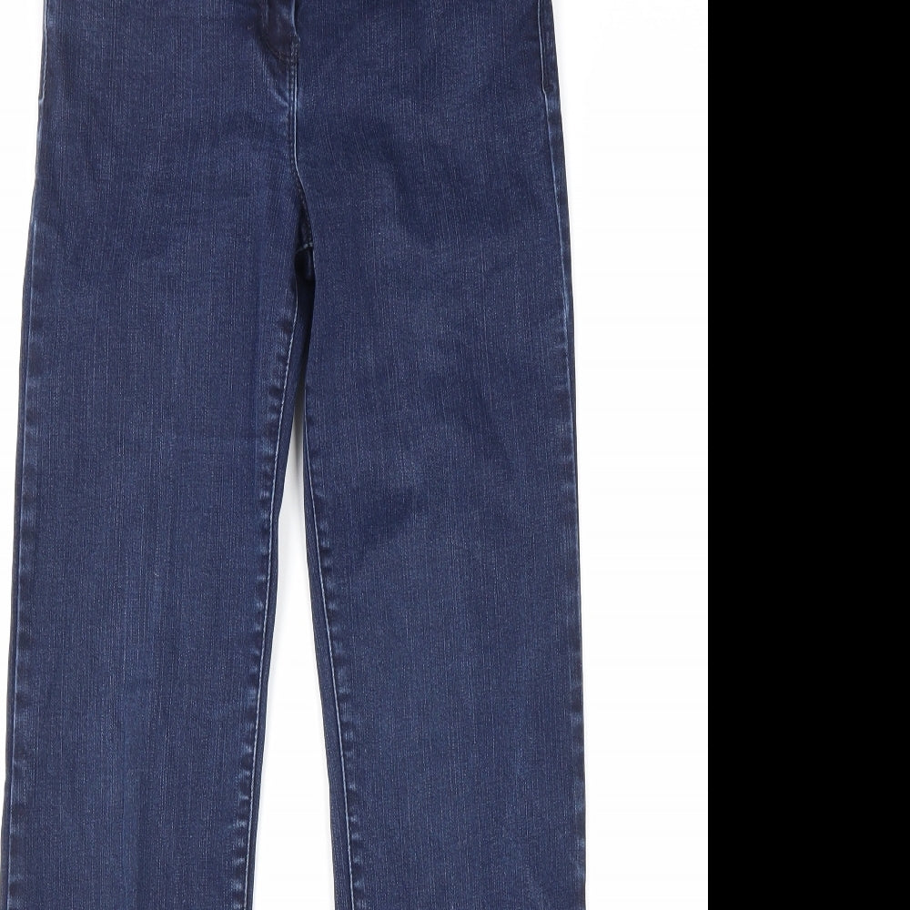 Marks and Spencer Womens Blue Cotton Straight Jeans Size 10 L30 in Regular Zip