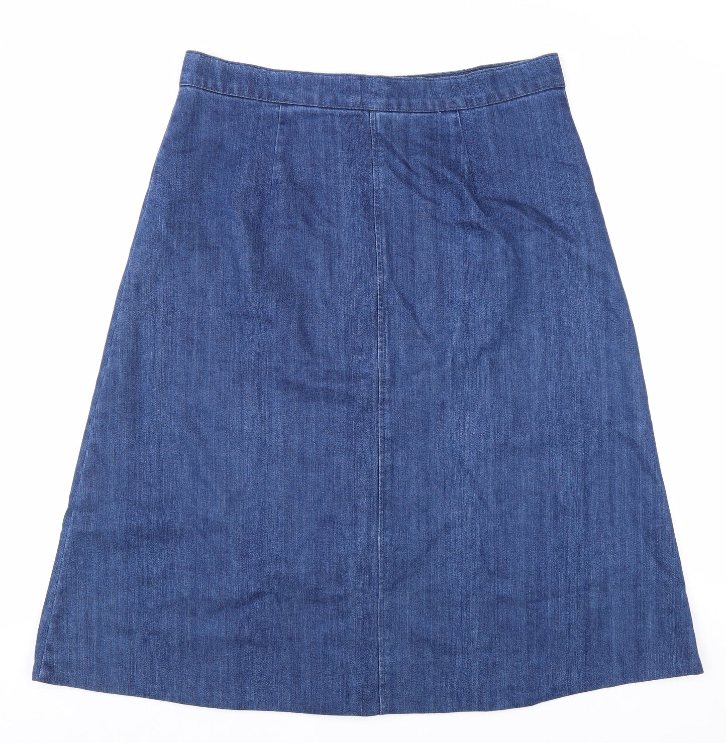 La Redoute Womens Blue Cotton A-Line Skirt Size 16 Button