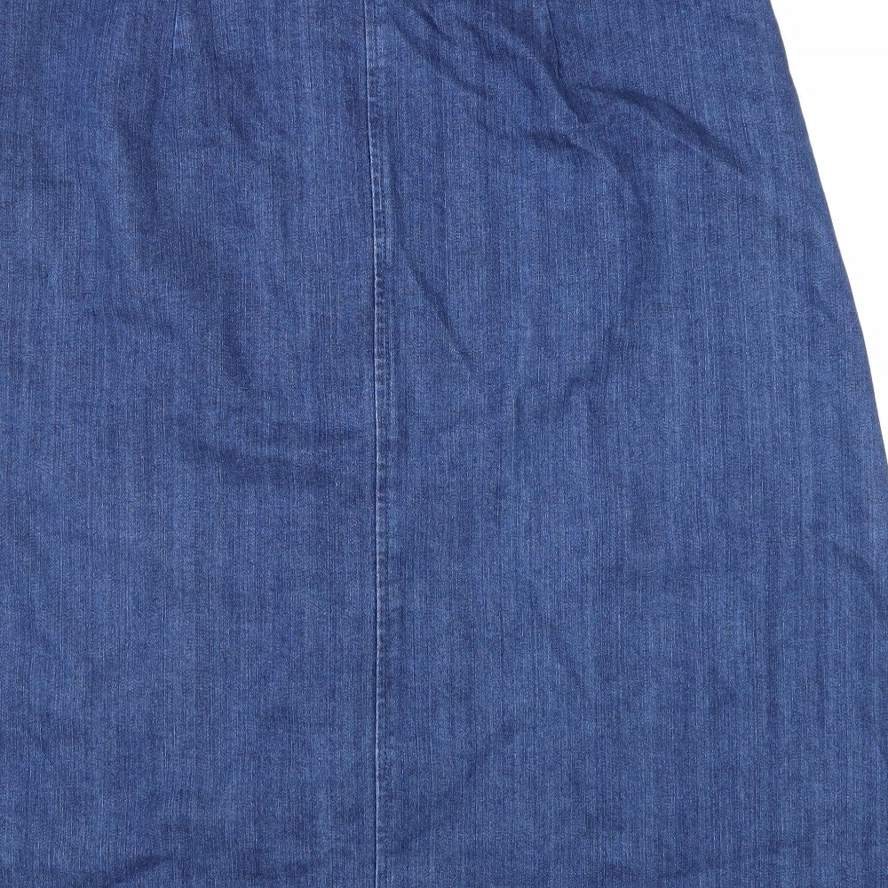 La Redoute Womens Blue Cotton A-Line Skirt Size 16 Button