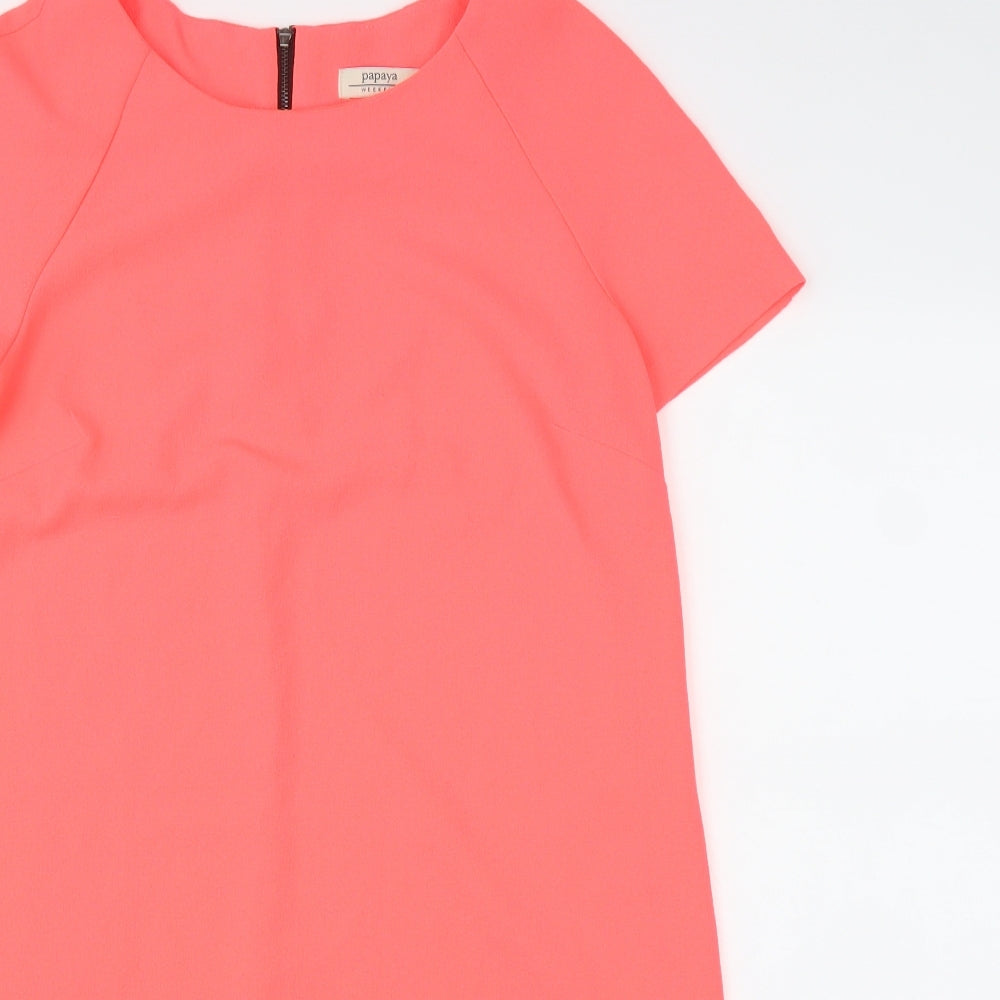 Papaya Womens Pink Polyester A-Line Size 12 Round Neck Zip
