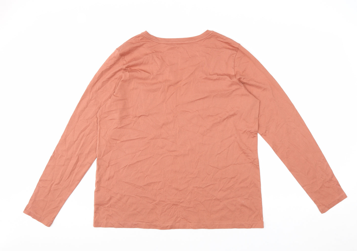 Lands' End Womens Beige 100% Cotton Basic T-Shirt Size L V-Neck