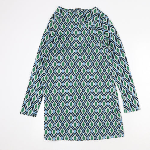 Zara Womens Multicoloured Geometric Polyamide Shift Size M Round Neck Pullover