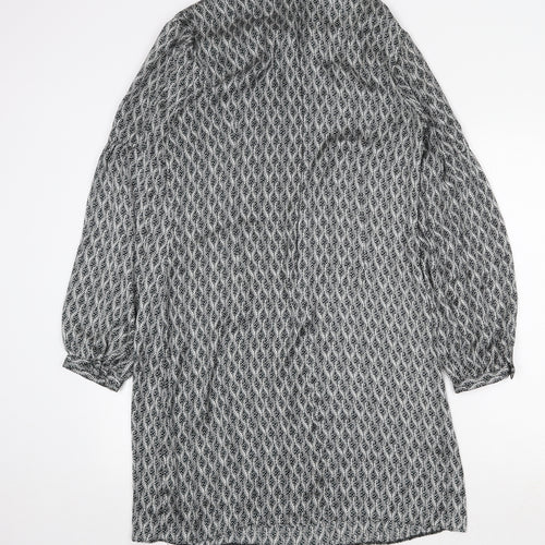 Wallis Womens Grey Geometric Polyester Shift Size 14 Scoop Neck Zip