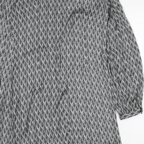 Wallis Womens Grey Geometric Polyester Shift Size 14 Scoop Neck Zip