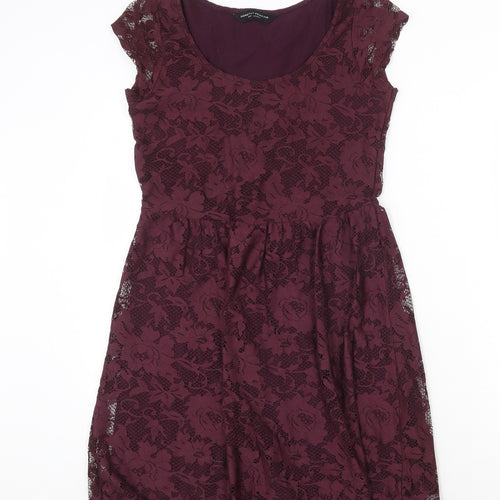 Dorothy Perkins Womens Red Floral Polyester A-Line Size 8 Scoop Neck Pullover