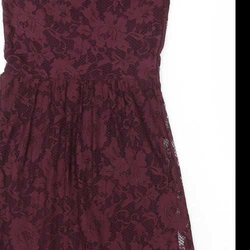 Dorothy Perkins Womens Red Floral Polyester A-Line Size 8 Scoop Neck Pullover