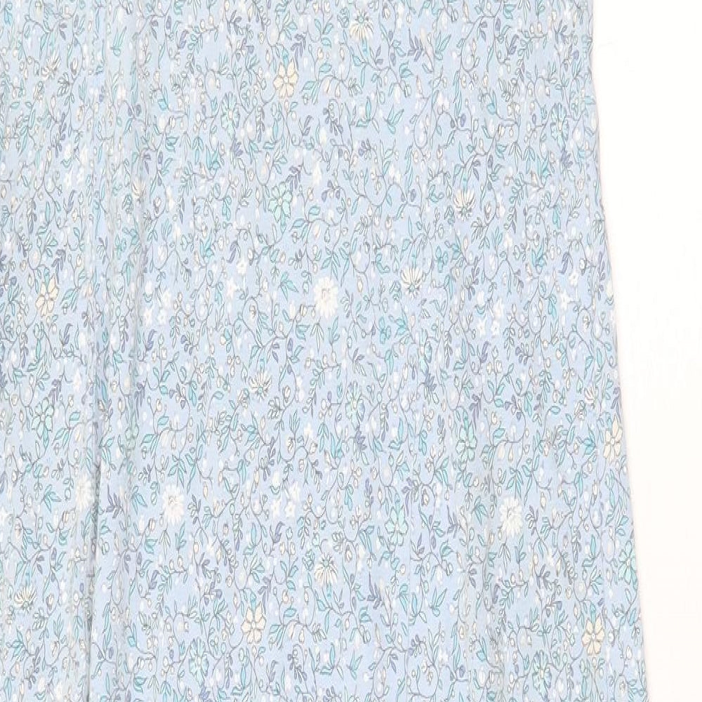 Laura Ashley Womens Blue Floral 100% Cotton Maxi Size M Scoop Neck Pullover