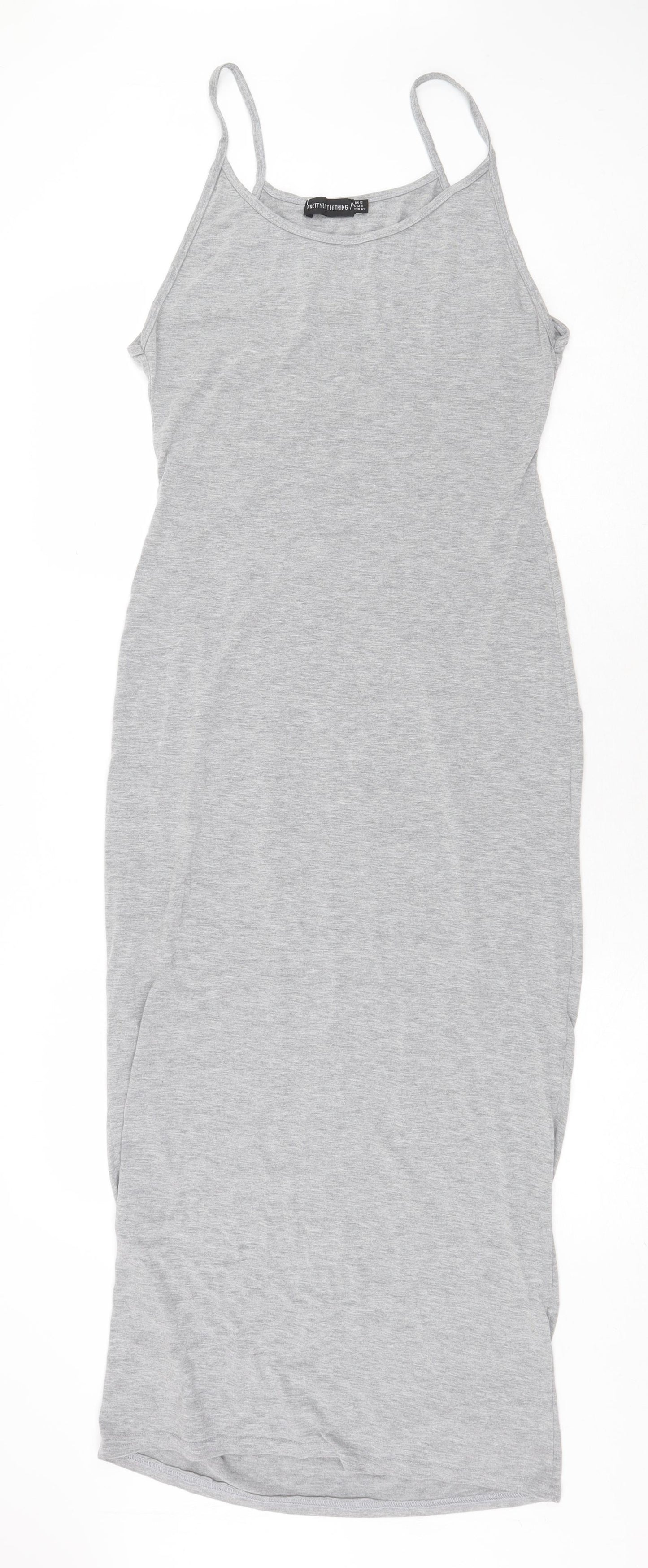 Pretty Originals Womens Grey Viscose Bodycon Size 12 Scoop Neck Pullover