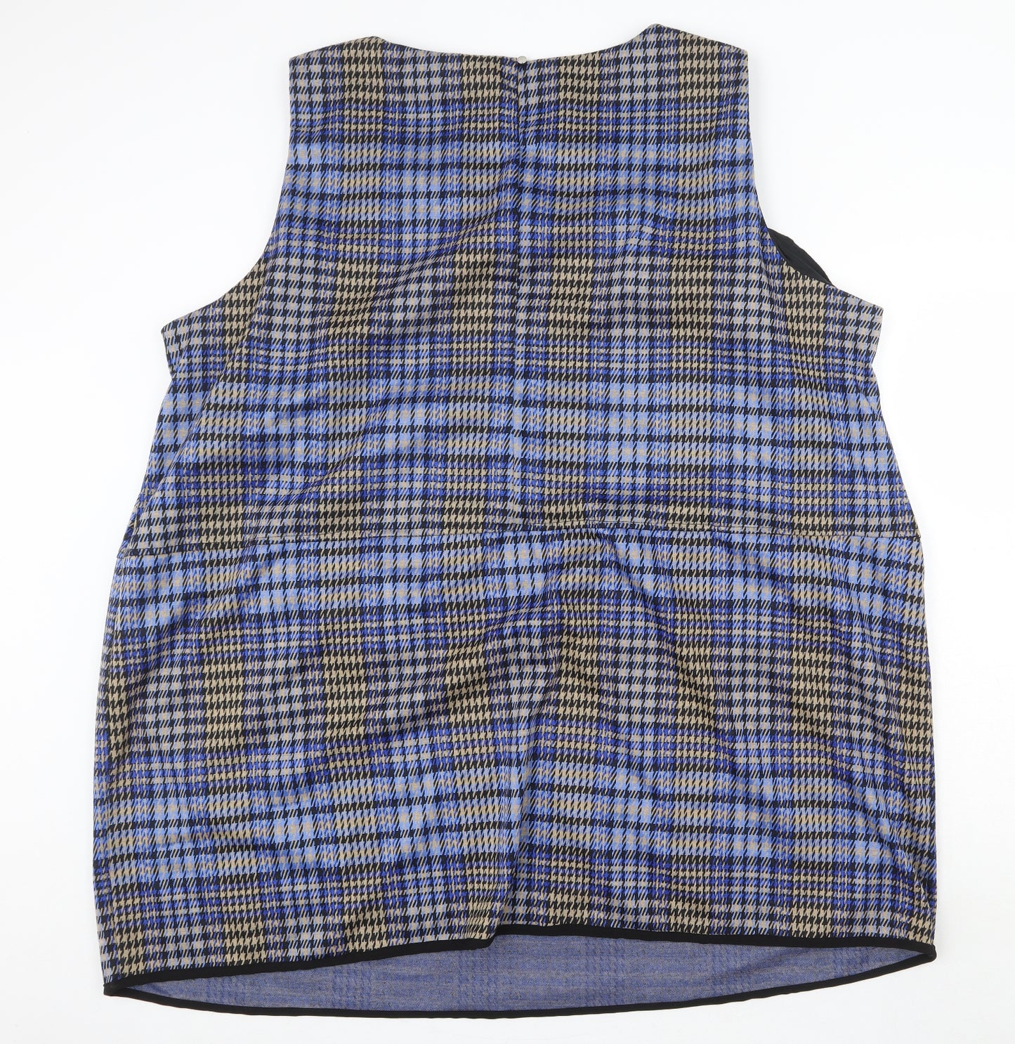 Love Yours Womens Blue Plaid Polyester Pinafore/Dungaree Dress Size 30 Square Neck Button