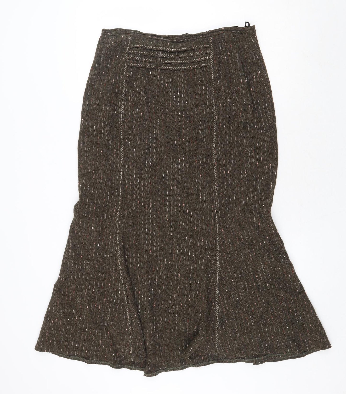 FSR Womens Brown Striped Viscose Swing Skirt Size 12 Zip
