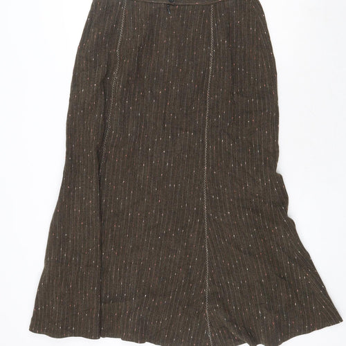 FSR Womens Brown Striped Viscose Swing Skirt Size 12 Zip
