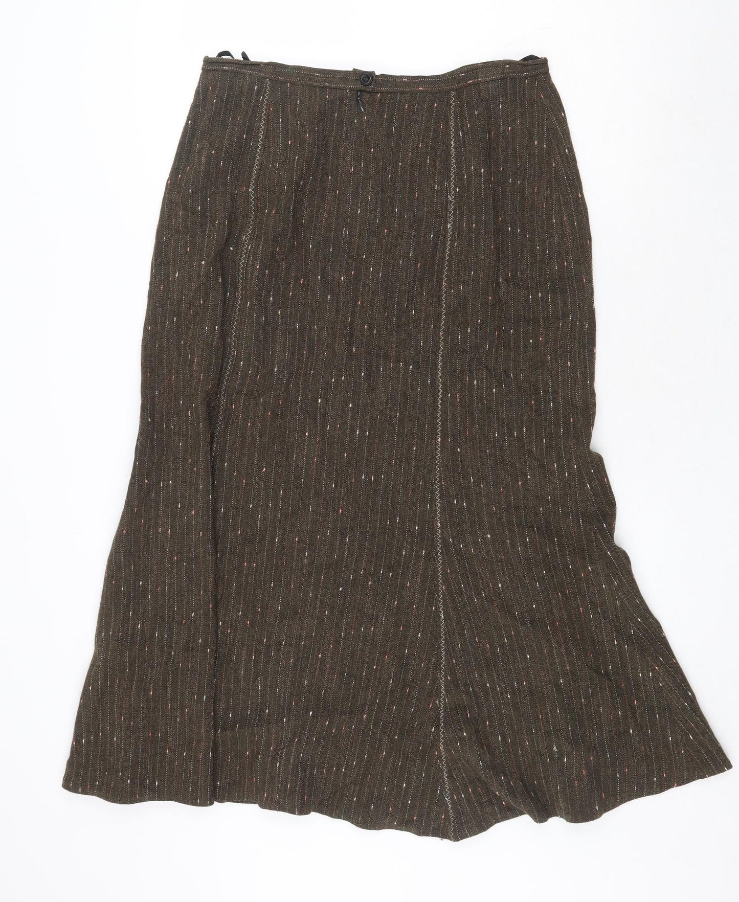 FSR Womens Brown Striped Viscose Swing Skirt Size 12 Zip