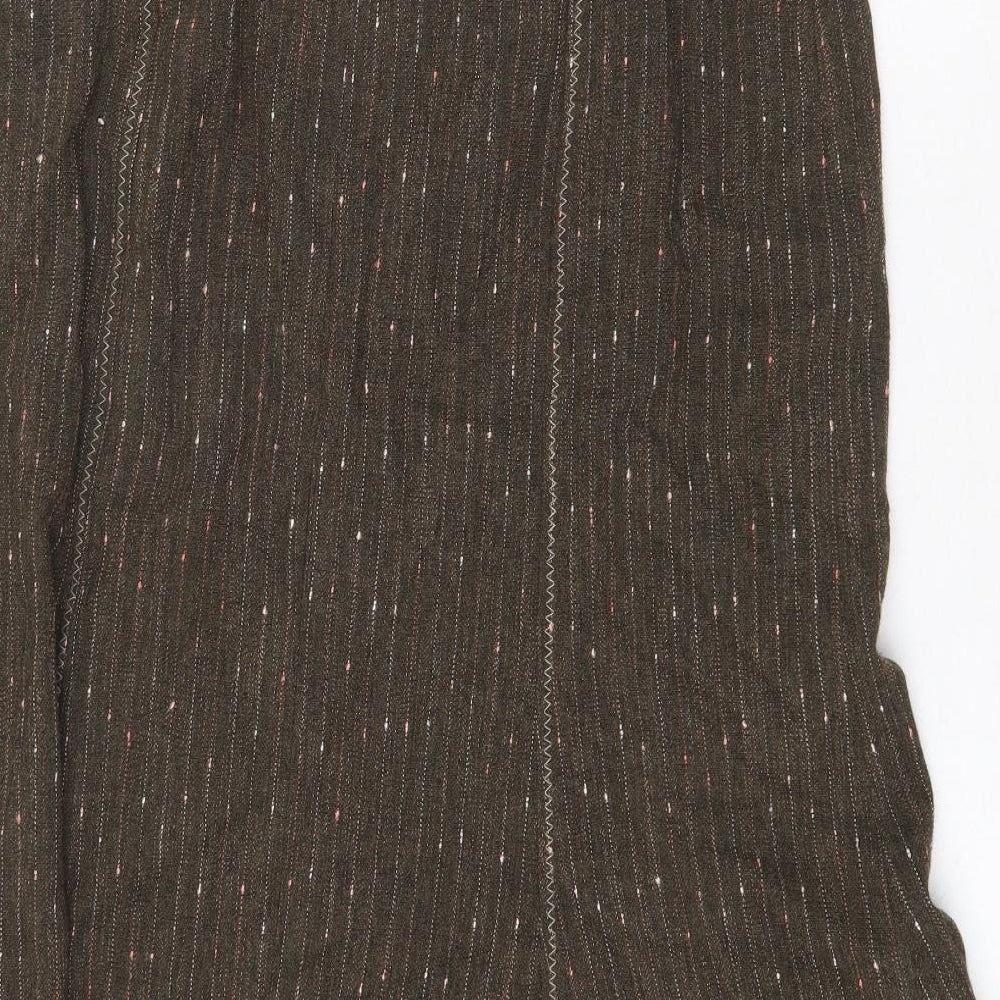 FSR Womens Brown Striped Viscose Swing Skirt Size 12 Zip