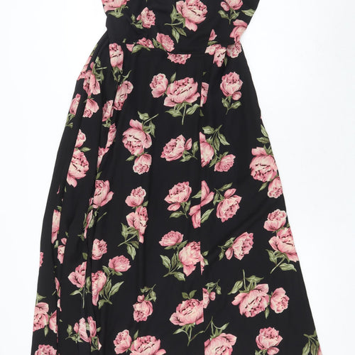Atmosphere Womens Black Floral Polyester Trapeze & Swing Size 20 Off the Shoulder Zip