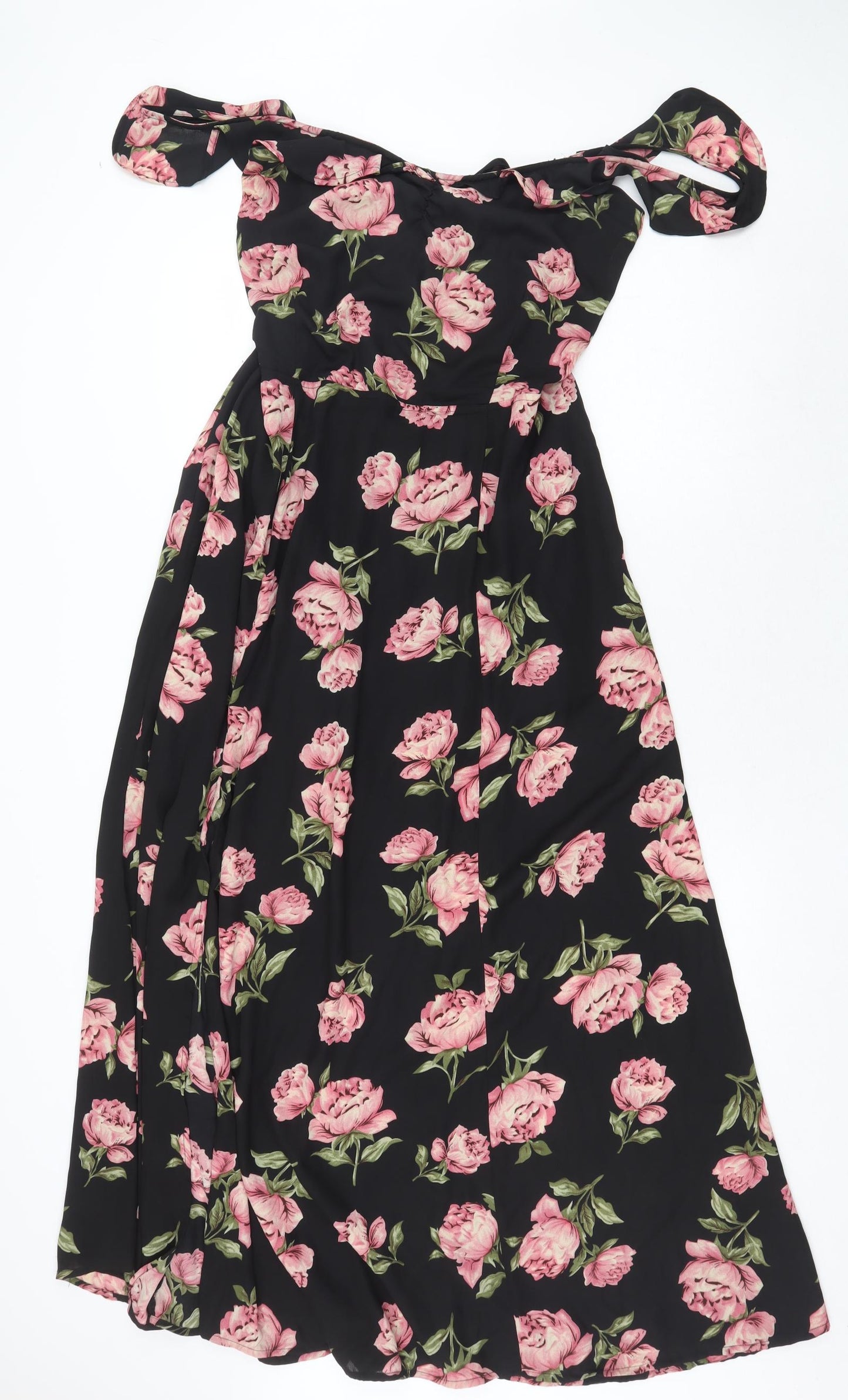 Atmosphere Womens Black Floral Polyester Trapeze & Swing Size 20 Off the Shoulder Zip