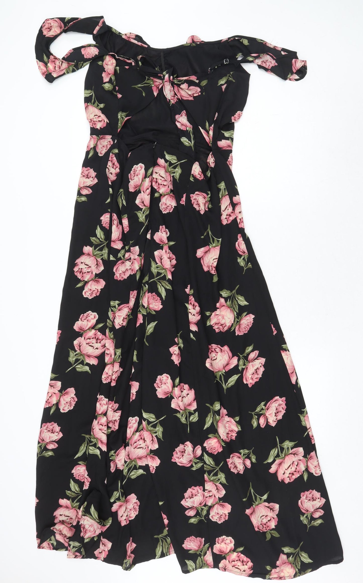 Atmosphere Womens Black Floral Polyester Trapeze & Swing Size 20 Off the Shoulder Zip