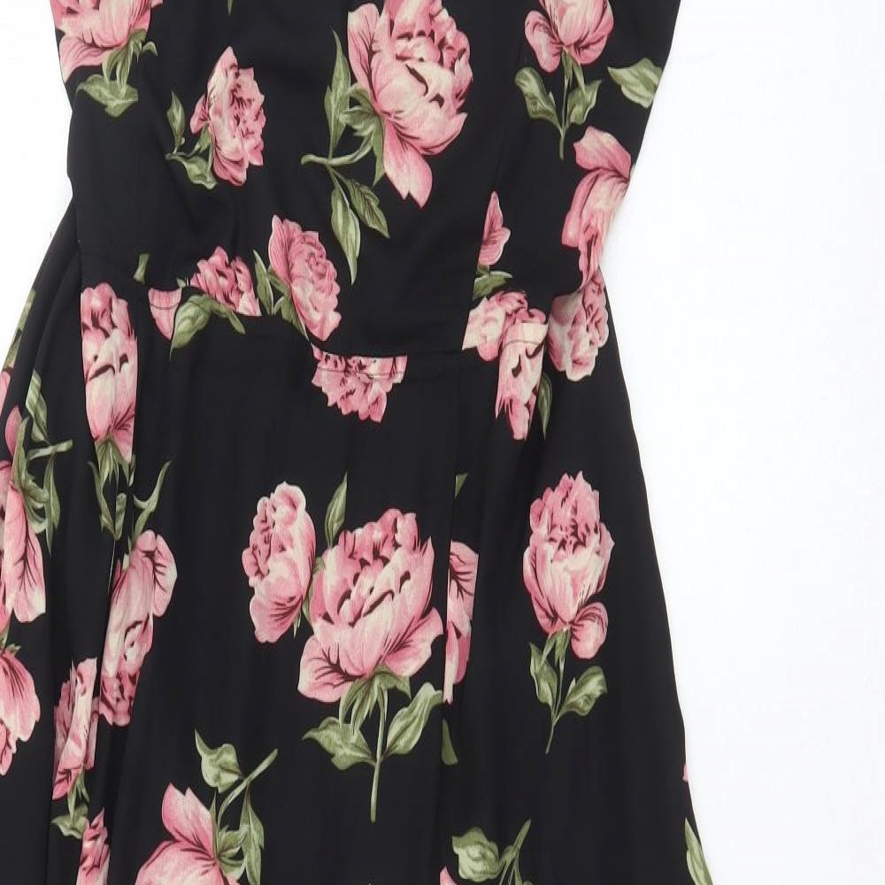 Atmosphere Womens Black Floral Polyester Trapeze & Swing Size 20 Off the Shoulder Zip