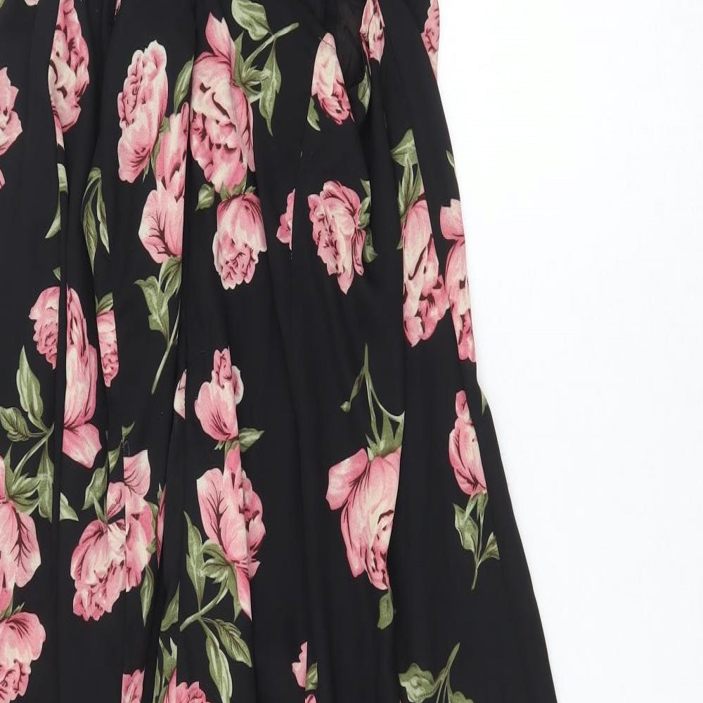 Atmosphere Womens Black Floral Polyester Trapeze & Swing Size 20 Off the Shoulder Zip