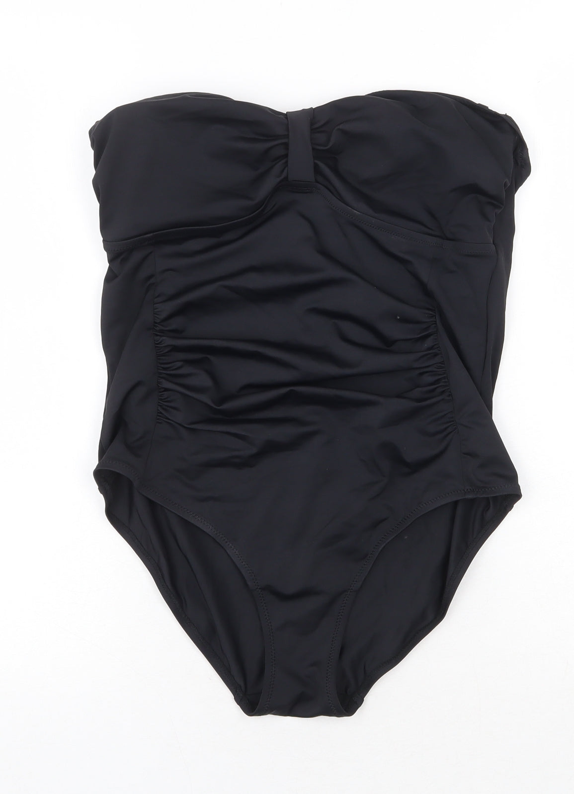 Matalan Womens Black Polyester One Piece Size 14 - Ruched Front