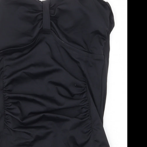 Matalan Womens Black Polyester One Piece Size 14 - Ruched Front