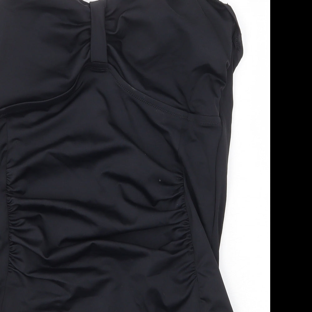 Matalan Womens Black Polyester One Piece Size 14 - Ruched Front