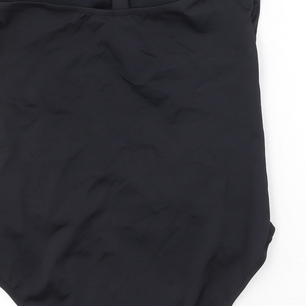 Matalan Womens Black Polyester One Piece Size 14 - Ruched Front