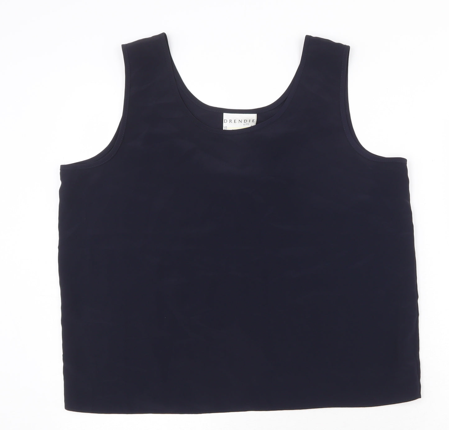Drendle Womens Blue Polyester Basic Tank Size 16 Round Neck