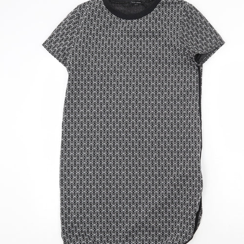 New Look Womens Black Geometric Polyester A-Line Size 12 Round Neck Pullover