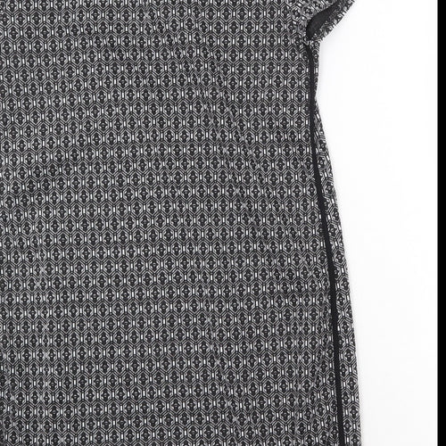 New Look Womens Black Geometric Polyester A-Line Size 12 Round Neck Pullover
