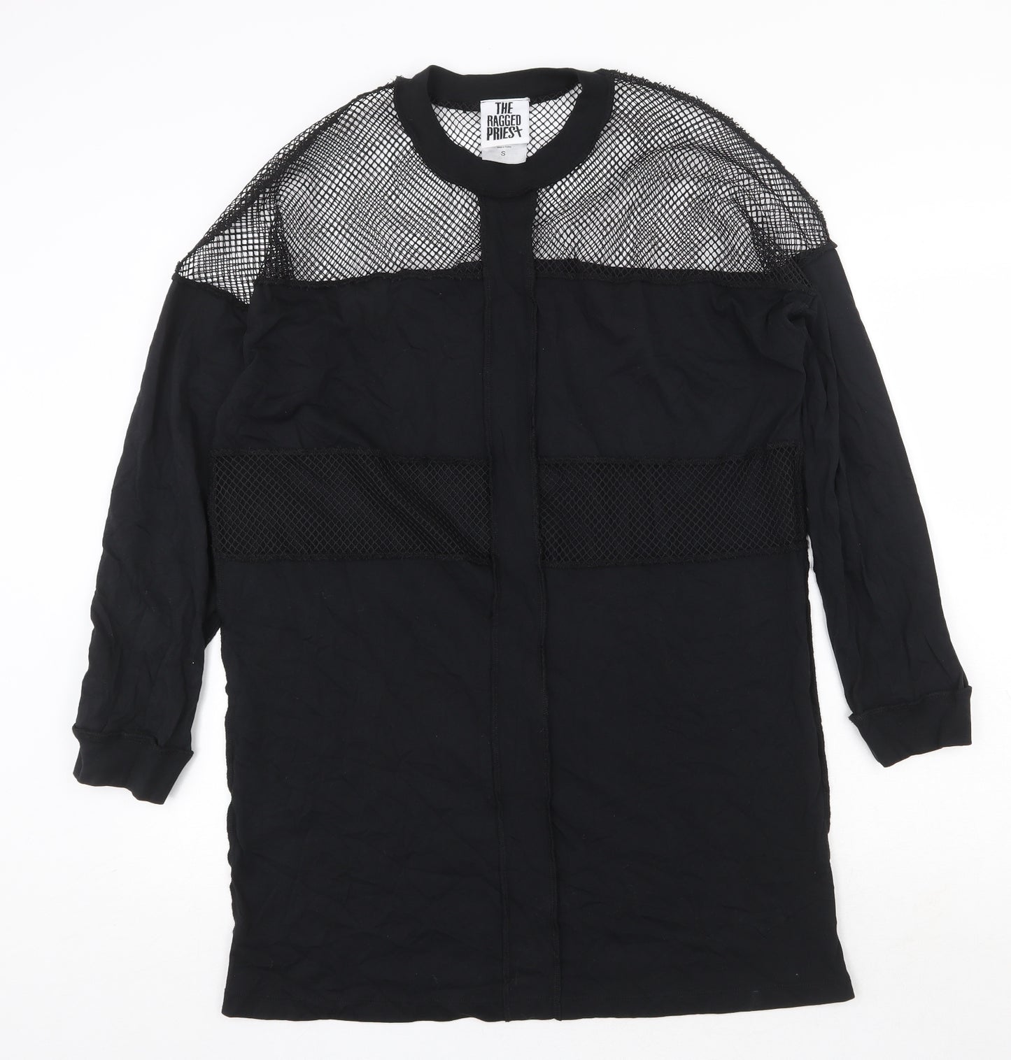 The Ragged Priest Womens Black Cotton A-Line Size S Round Neck Pullover