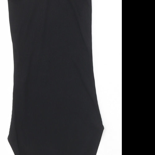 Boohoo Womens Black Cotton Bodysuit One-Piece Size 6 Pullover - Ribbed
