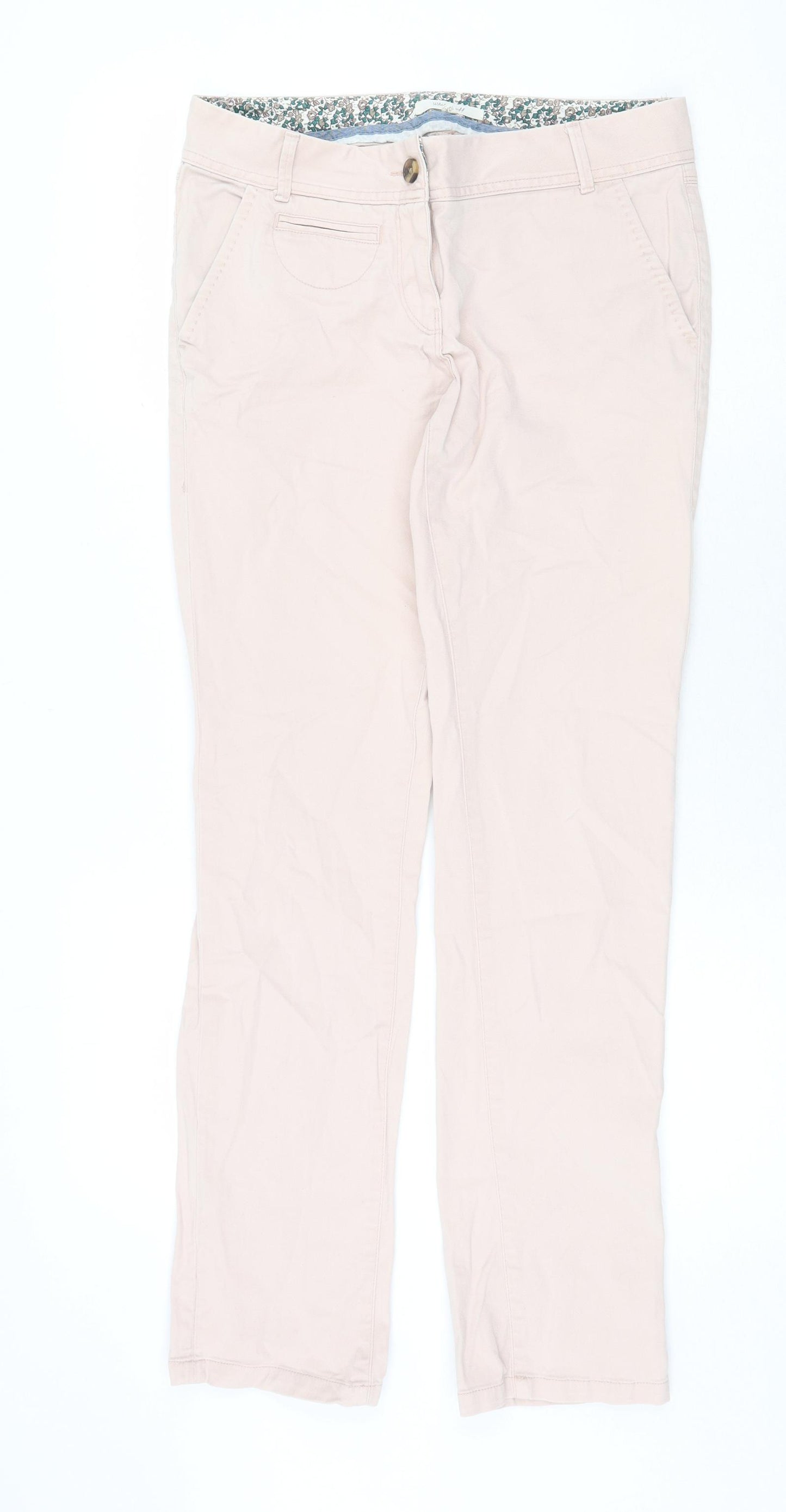 White Stuff Womens Pink Cotton Trousers Size 10 Regular Zip