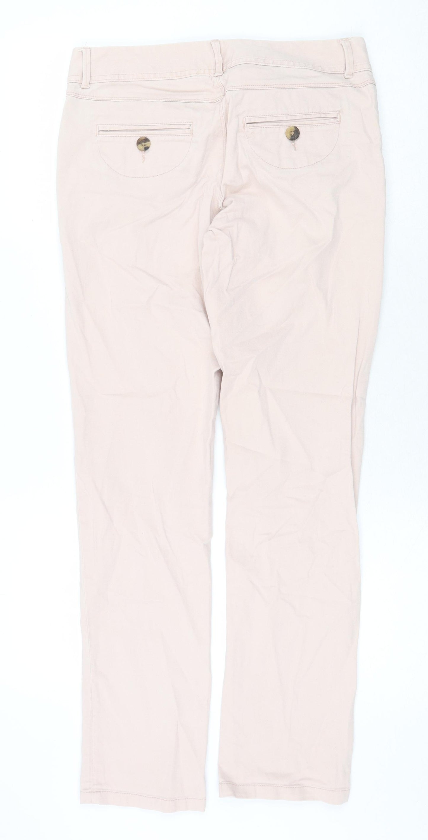 White Stuff Womens Pink Cotton Trousers Size 10 Regular Zip