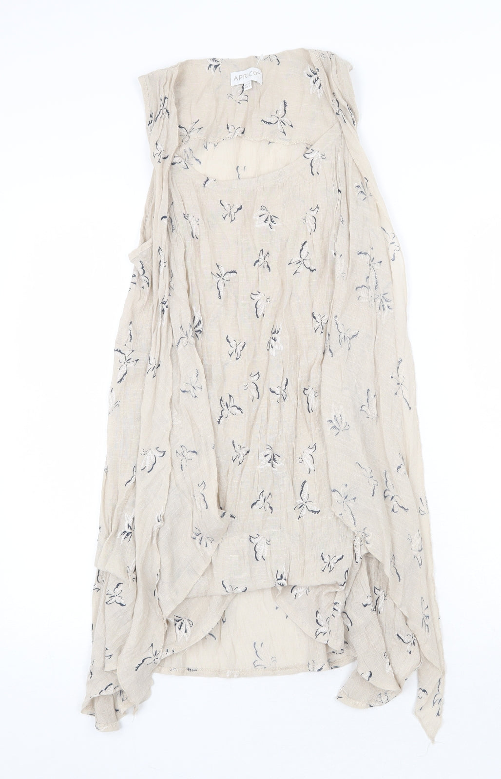 Apricot Womens Beige Geometric Viscose Trapeze & Swing Size 10 Round Neck Pullover - Butterfly Pattern