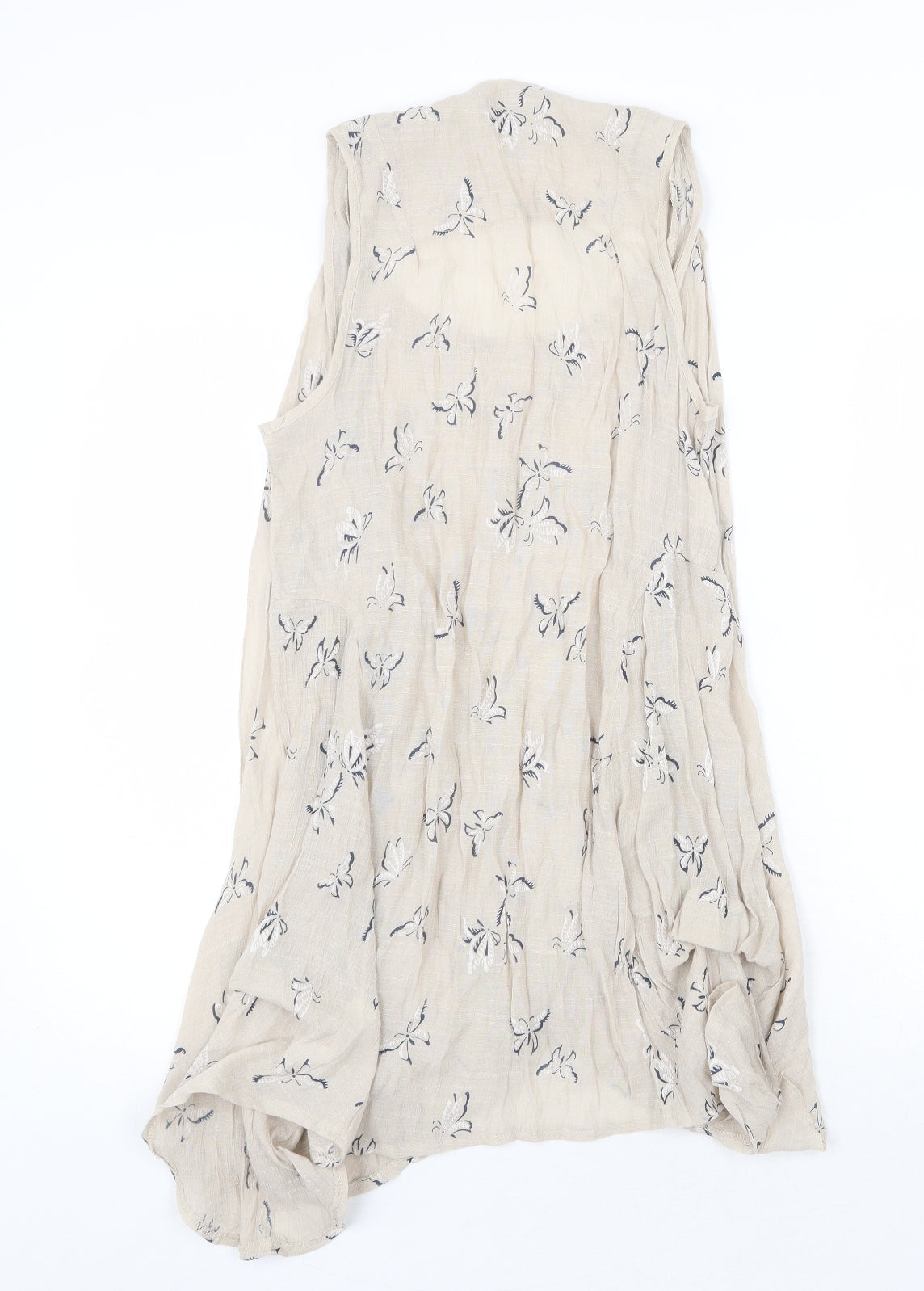 Apricot Womens Beige Geometric Viscose Trapeze & Swing Size 10 Round Neck Pullover - Butterfly Pattern