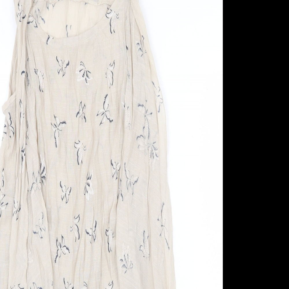 Apricot Womens Beige Geometric Viscose Trapeze & Swing Size 10 Round Neck Pullover - Butterfly Pattern