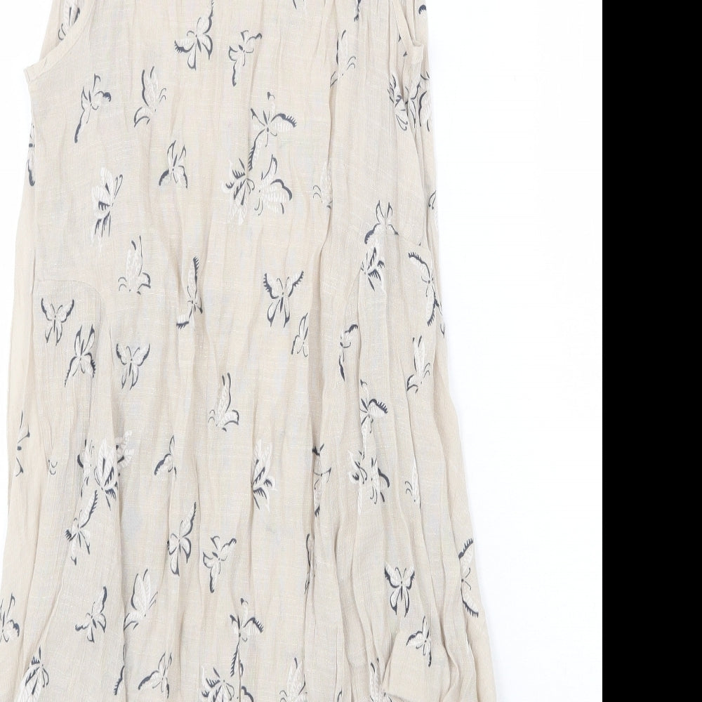 Apricot Womens Beige Geometric Viscose Trapeze & Swing Size 10 Round Neck Pullover - Butterfly Pattern