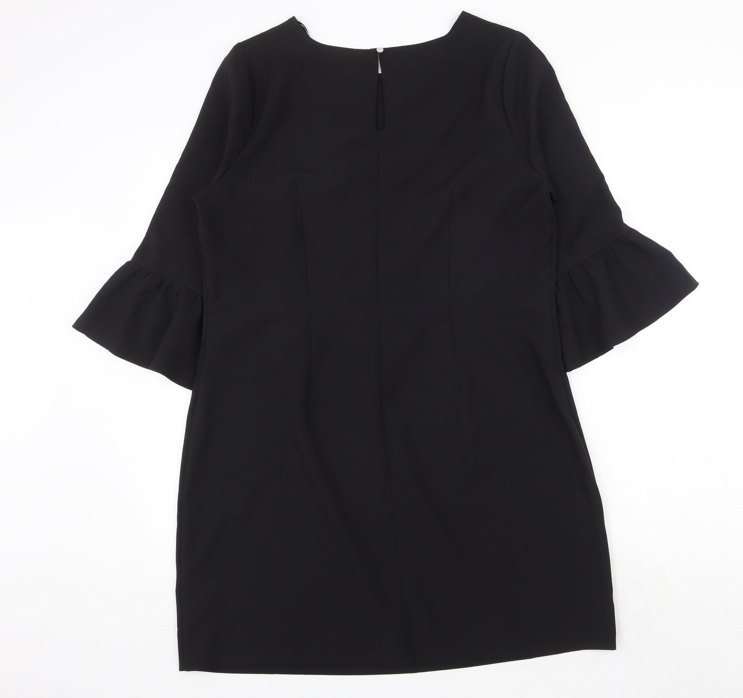 Papaya Womens Black Polyester A-Line Size 16 Round Neck Button