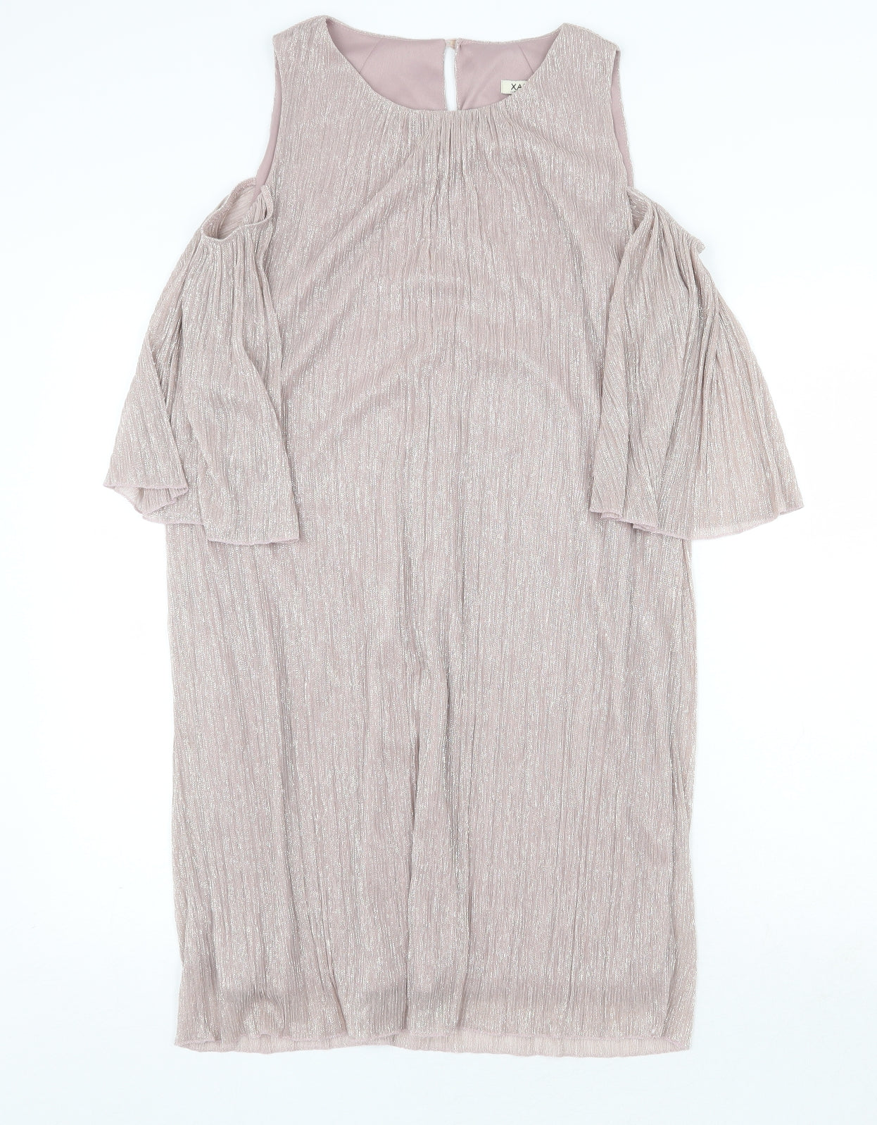 Xara Womens Pink Polyester A-Line Size 14 Round Neck Button - Cold Shoulder