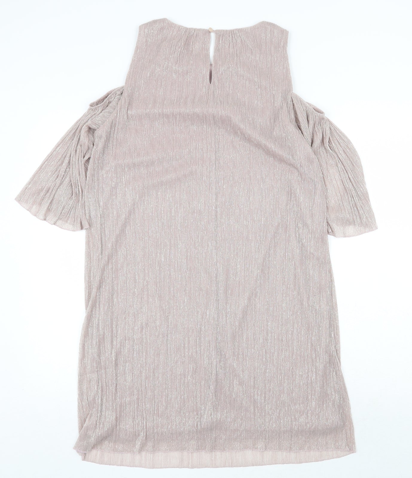 Xara Womens Pink Polyester A-Line Size 14 Round Neck Button - Cold Shoulder