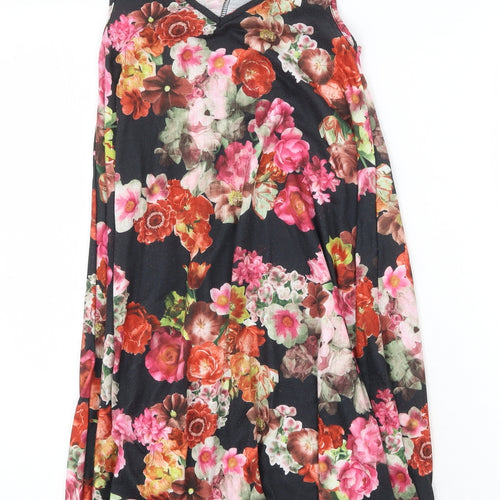Boohoo Womens Multicoloured Floral Polyester Trapeze & Swing Size 8 V-Neck Pullover