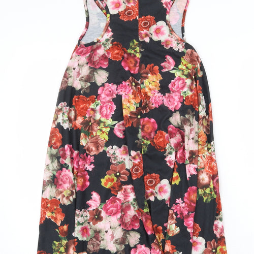 Boohoo Womens Multicoloured Floral Polyester Trapeze & Swing Size 8 V-Neck Pullover