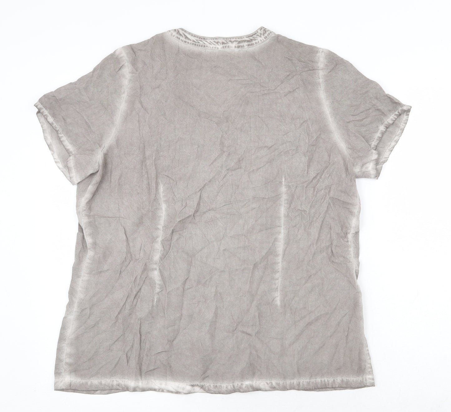 Anna Rose Womens Grey Viscose Basic T-Shirt Size L V-Neck