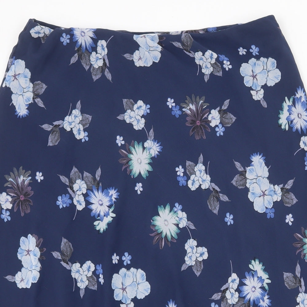 Marks and Spencer Womens Blue Floral Polyester Swing Skirt Size 14