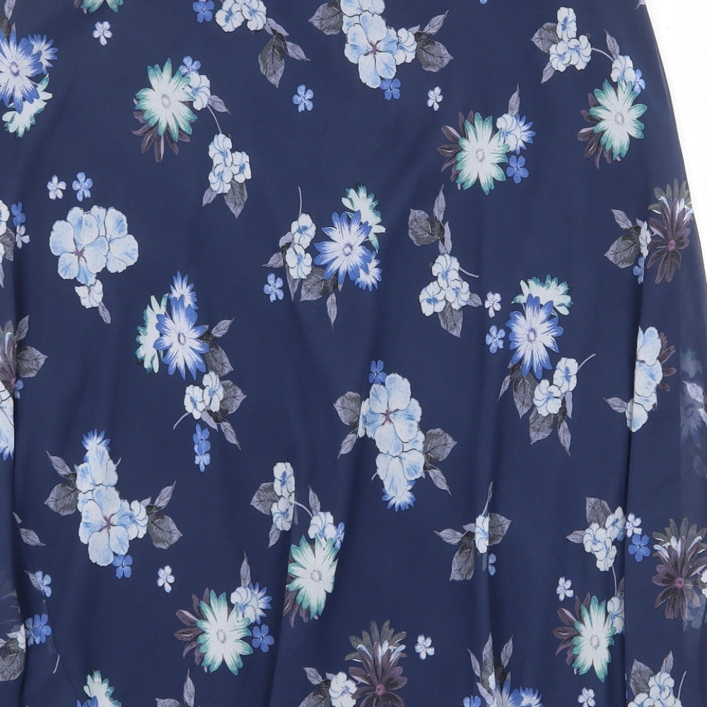 Marks and Spencer Womens Blue Floral Polyester Swing Skirt Size 14