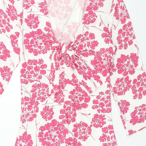 LK Bennet Womens Pink Floral Viscose A-Line Size 6 Scoop Neck Pullover